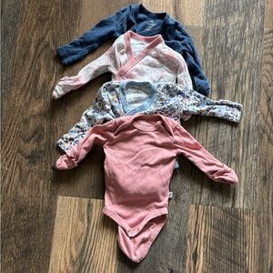 Honest Brand Cozy Baby Bodysuit Set - Pink, Blue, Floral
